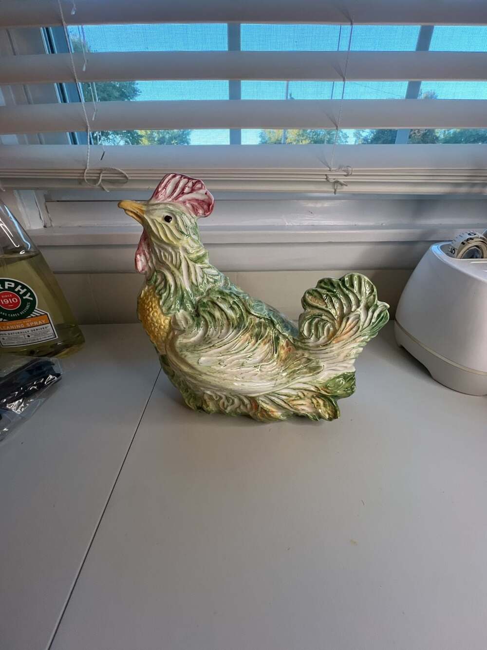 Vintage Neiman Marcus Hand Painted Rooster Chicken Tureen 9” Majolica Style